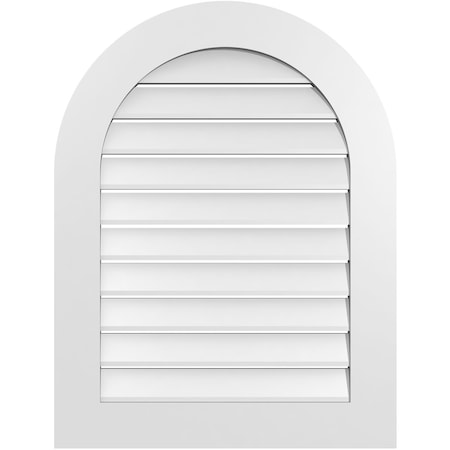 Ekena Millwork Round Top Surface Mount PVC Gable Vent: Functional, w/ 3-1/2"W x 1"P Standard Frame, 26"W x 34"H GVPRT26X3401SF